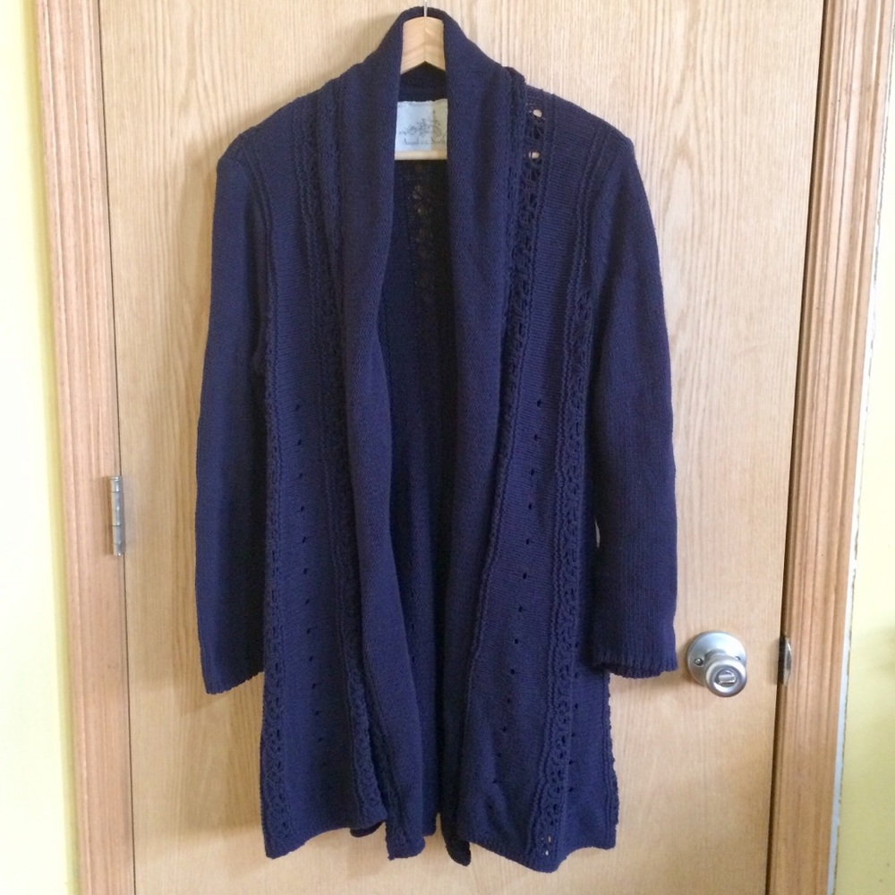 Angel Of The North Open Front Knit Long Ca…